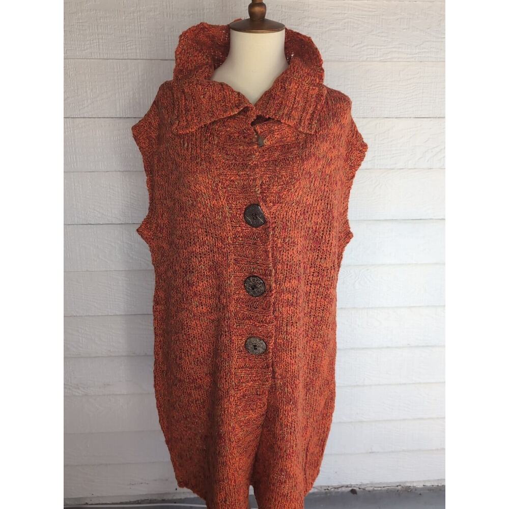 Chicos Crochet Sweater Cardigan Vest‎ Wool Blend Size 2